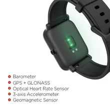 Load image into Gallery viewer, Amazfit Bip Smartwatch by Huami with All-Day Heart Rate and Activity Tracking, Sleep Monitoring, GPS, Ultra-Long Battery Life, Bluetooth, US Service and Warranty - A1608 Black